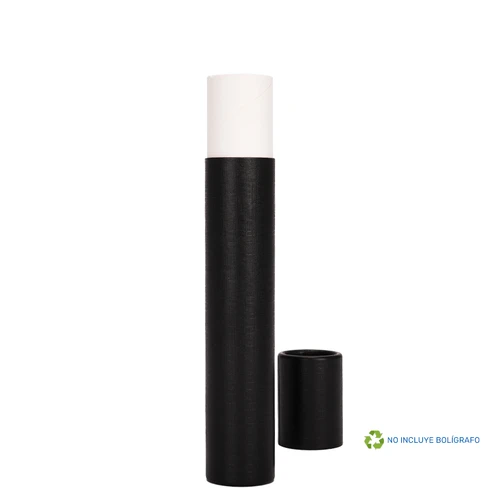 Tubo Porta-Lápiz o Bolígrafo, en cartón forrado negro.