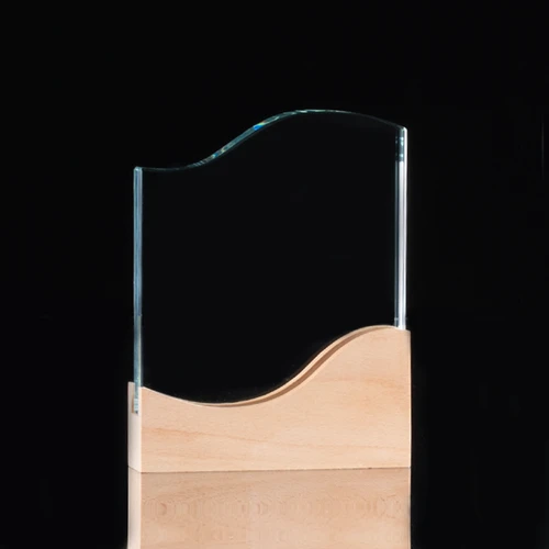Trofeo Galvano de Madera y Cristal "Curve"